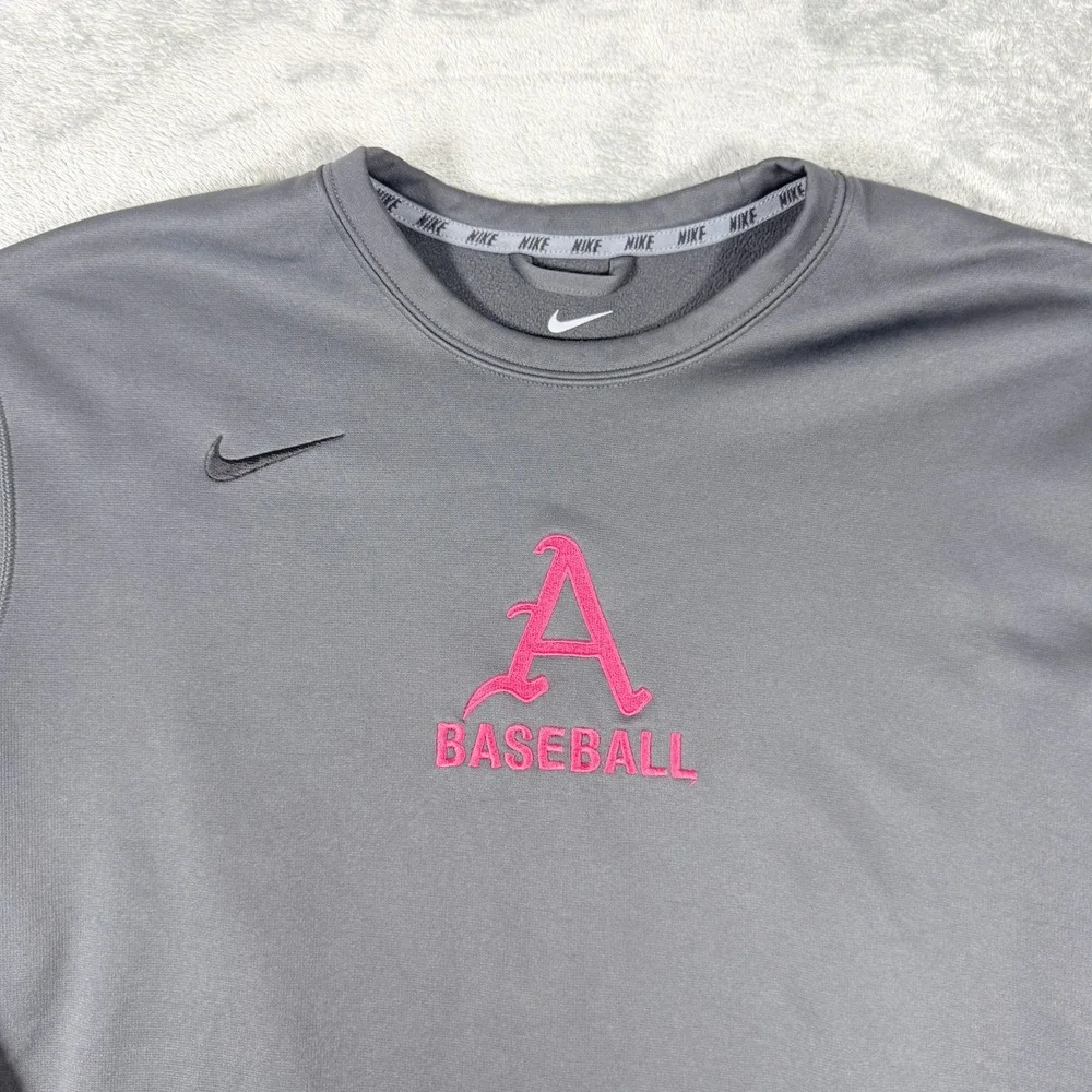 Nike Mens XL Sweatshirt Grey Alabama Crimson Baseball Therma-FIT Pullover